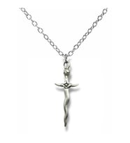 Pentagram Sembol ve Kılıç Figürlü Gotik Unisex Metal Kolye – 60 cm Zincirli