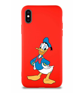 Apple iPhone X Soft Premier Kapak Donald Duck-C Tasarımlı Silikon Kılıf - Kırmızı (Şeffaf)