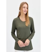 Desen Triko Kadın T-shirt (Haki)