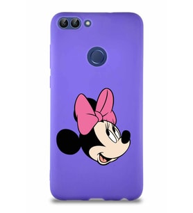 Huawei P Smart Soft Premier Kapak Minnie Mouse-A Tasarımlı Silikon Kılıf - Mor (Şeffaf)