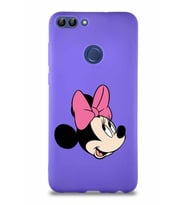 Huawei P Smart Soft Premier Kapak Minnie Mouse-A Tasarımlı Silikon Kılıf - Mor (Şeffaf)