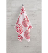 Loop El & Yüz Havlusu  – %100 Pamuk, 50x90 cm (Beyaz - Kırmızı)