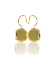 Kadir Jewellery 22 Ayar Altın Kaplama Kare Taşlı Küpe -El İşçiliği Ve Hipoalerjenik Küpe