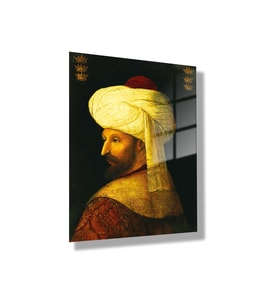 Temperli Gerçek Cam Tablo Fatih Sultan Mehmet Portresi