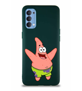 Oppo Reno 4 Soft Premier Kapak Patrick Yıldız Tasarımlı Silikon Kılıf - Yeşil (Şeffaf)