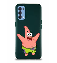 Oppo Reno 4 Soft Premier Kapak Patrick Yıldız Tasarımlı Silikon Kılıf - Yeşil (Şeffaf)