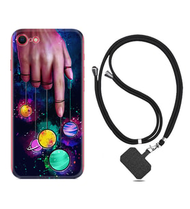 Apple iPhone 5 6 7 8 Plus Se XR Kılıf Boyun Askılı Silikon Finger planet 1740