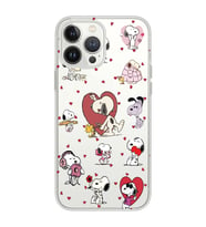 Iphone 12 Pro Uyumlu Snoopy ve Kalp Tasarımlı Şeffaf Telefon Kılıfı