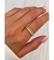 Taşlı Toplar Gold Yüzük