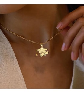 Kişiye Özel Mezuniyet Yıl İsim Kolye 925K Gümüş (Gold)