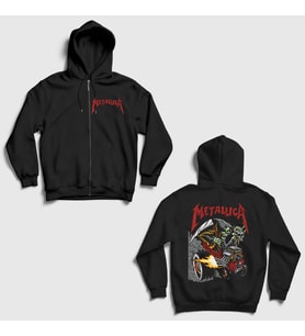 Presmono Unisex Siyah Metallica Cincinnati Print Brandon Heart Sırt Baskılı Fermuarlı Kapüşonlu Sweatshirt 517277tt