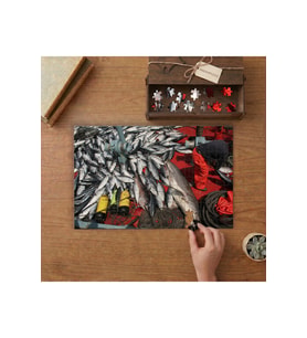 Avlanan Balıklar Tasarımı 240 parça Ahşap Puzzle Ahşap Kutuda MP07951