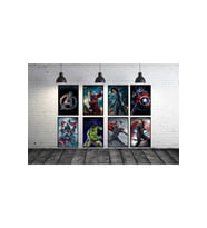 Marvel Tasarımlı 8li Temalı Ahşap Poster