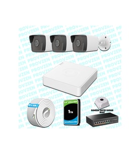 Provzen Hikvision 3 IP Kameralı 4MP 1440P Mikrofonlu Güvenlik Kamerası