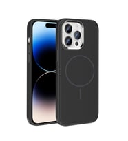 Apple iPhone 14 Pro Max Uyumlu Kılıf M-Safe Şarj Özellikli Metal Kamera Çerçeveli Zore Edi Silikon Kapak (Siyah)