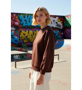 Kadın Moda Şık Oversize Bisiklet Yaka Düşük Kol Uzun Rahat Kalıp Basic Reglan Kol Örme Sweatshirt