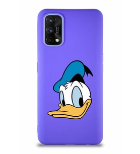 Realme 7 Pro Soft Premier Kapak Donald Duck-B Tasarımlı Silikon Kılıf - Mor (Şeffaf)