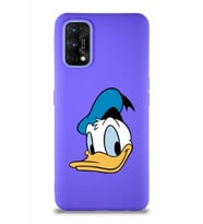 Realme 7 Pro Soft Premier Kapak Donald Duck-B Tasarımlı Silikon Kılıf - Mor (Şeffaf)