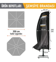 Bahçe Şemsiye Kılıfı, Veranda Parasol Konsol Şemsiyesi Brandası, Koruma Örtüsü, Su Geçirmez, Hava Koşullarına Dayanıklı Bahçe Gölgelik Güneşlik Örtüsü (240-57/57 cm) Siyah