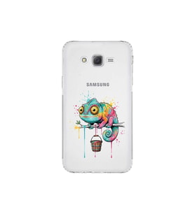 Samsung Galaxy J7 Core ile Uyumlu Splash Bukalemun Tasarımlı Şeffaf Silikon Kılıf