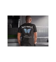 Erkek Bisiklet Yaka Baskılı Oversize T-Shirt - Siyah