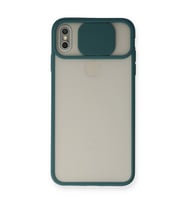 Apple İphone Xs Max Kılıf Palm Buzlu Kamera Sürgülü Silikon - Yeşil