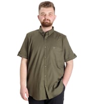 Mode XL Büyük Beden Erkek Gömlek Gabardin Kısa Kol Tek Cep 23302 Haki