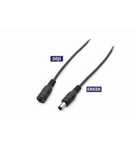 DC 5.5x2.1mm Erkek Dişi Soket Kablo DC Güç Uzatma Kablosu 12V 24V Adaptör Jak Konnektör CCTV LED Şerit Uyumlu (1 Erkek + 1 Dişi Set)