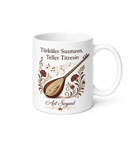 Türkü Dinleyen Saz Sesi Bağlama Teli Anadolu Hasreti Kupa Bardak Hediye
