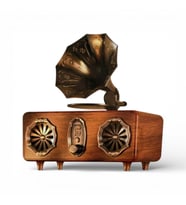 Gramafon Görünüm Ahşap Nostalji Radyo,Bluetooth Özellikli,Trend Radyo (Kahverengi-Beyaz)