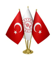 Masa Üstü Kültür Bakanlığı Bayrağı Türk Bayrağı Üçlü Pirinç Direk Masa Bayrak Seti