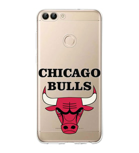 Huawei P Smart 2018 Uyumlu Kapak Chicago Bulls Tasarımlı Şeffaf Silikon Kılıf