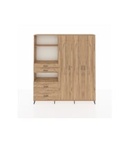 Arges Gardrop 12 Raflı 4 Çekmeceli Tek Askılı 220x30x243 Çam-Çam