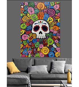 Renkli Kurukafa Pop Art Dekoratif Kanvas - Mdf Ahşap Tablo