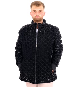 Mode XL Erkek Büyük Beden Dik Yaka Ribanalı Kol Fermuarlı Mont U24611 Siyah