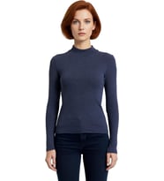 Moda Dik Yaka Örme Slim Düz Desen Casual Günlük Regular Uzun Kol Bluz