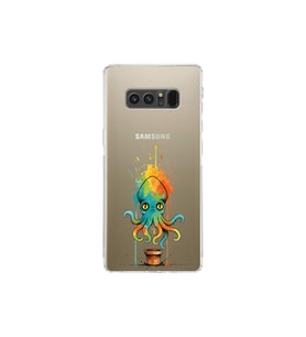 Samsung Galaxy Note 8 ile uyumlu Splash ahtapot tasarımlı şeffaf silikon kılıf
