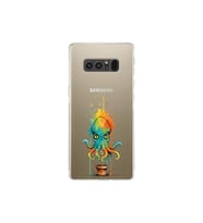 Samsung Galaxy Note 8 ile uyumlu Splash ahtapot tasarımlı şeffaf silikon kılıf