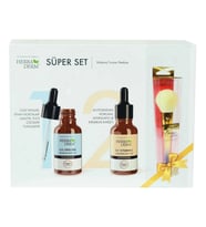 Süper Set Superserum Aha-Peeling 30 ML + Saf min C 30 ML + Hediye Makyaj Fırçası