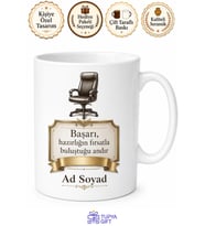 Terfi Alan Yöneticiye Deri Koltuk İsimlik Başarı Plaketi Kahve Kupası Hediye Bardak