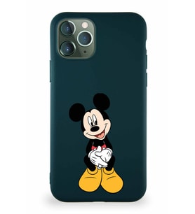 Apple iPhone 11 Pro Soft Premier Kapak Mickey Mouse-A Tasarımlı Silikon Kılıf - Yeşil (Şeffaf)