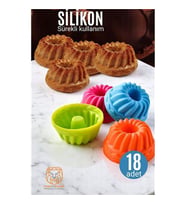 Modacar Silikon Göbekli Muffin CupCake Kalıbı - Sürekli Kullanım Muffin Kek Kalıbı 18 ADET