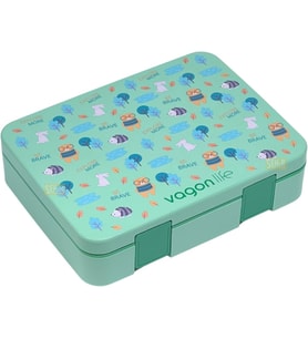 Bento 1300ml Lunchbox Tek Katlı 4 Bölmeli ABS Plastik Çocuk Sefer Tası Yemek Kutusu (Yeşil)