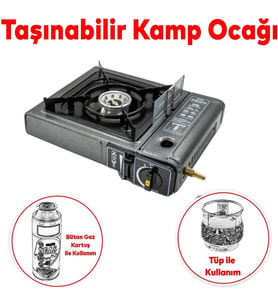 Portatif Kamp Ocağı Tekli Tek Gözlü Kartuşlu Piknik Tüp Bağlantılı Gezi Ocak Gri Renk