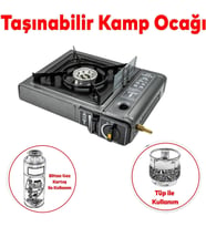 Portatif Kamp Ocağı Tekli Tek Gözlü Kartuşlu Piknik Tüp Bağlantılı Gezi Ocak Gri Renk