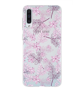 Samsung Galaxy A50 Uyumlu Kapak Floral Pudra Tasarımlı Şeffaf Silikon Kılıf
