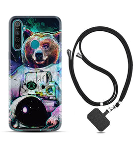 Realme 5i 5 Pro 6i 7 Pro 8 Kılıf Boyun Askılı Silikon Astronot Panda 1755