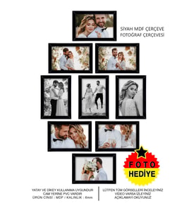 9 Adet 10x15 Çerçeve - Mdf Çerçeve - Fotoğraf Çerçevesi (Siyah)