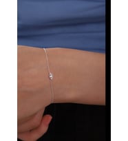 925 Ayar Gümüş Zincirli Minimal Kirpik Göz Model Bileklik