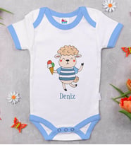 BK Kids Kişiye Özel Mavi Bebek Body Zıbın - Model 154